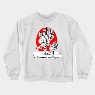 Polichinelo clown with his family! Walking with the kids... Crewneck Sweatshirt